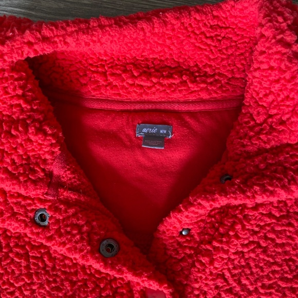 Aerie Oversized Sherpa Pullover—Size Medium, Women’s, Red - Picture 2 of 2
